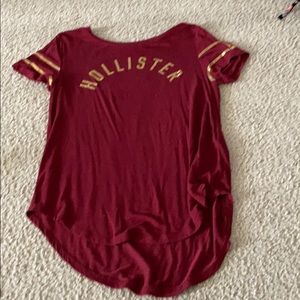 hollister gold and burgundy flowy shirt